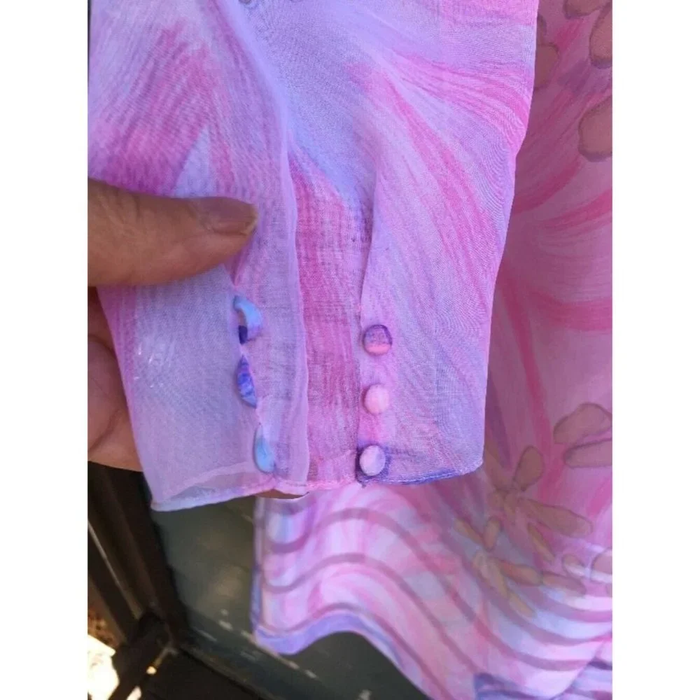 Vintage Designer DON LUIS Dress FLOWING OVERDRESS Chiffon Pastel Spain 60's